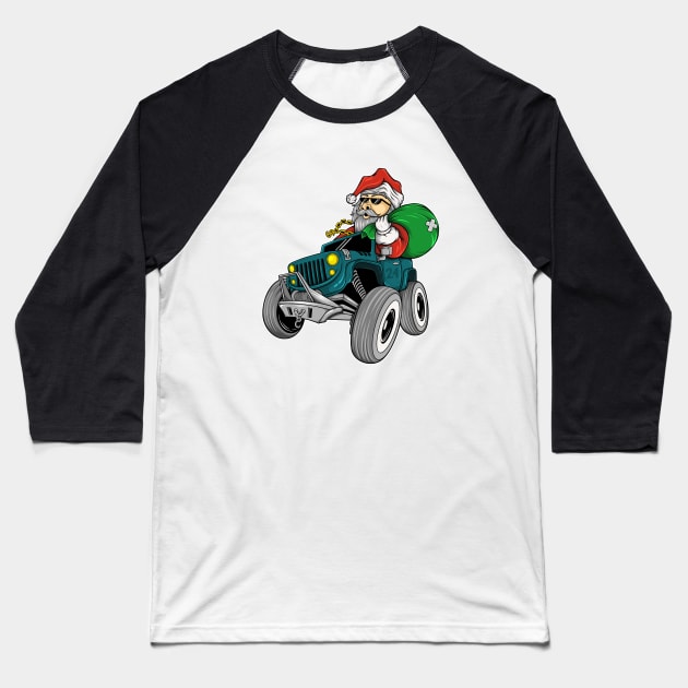 Santa Claus riding in a car Baseball T-Shirt by DMD Art Studio